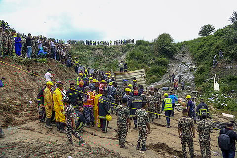 Nepal army cordon off a plane crash site